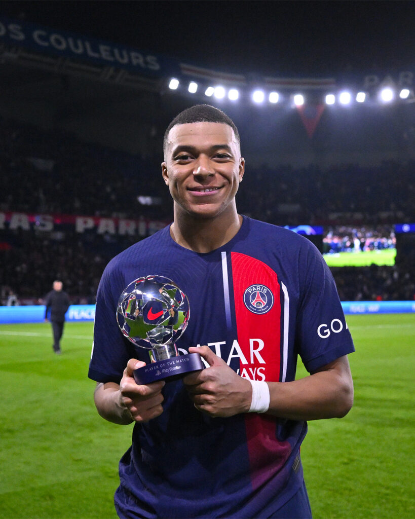 O astro da França recebeu o prêmio de MVP no confronto desta quarta-feira (14.fev) pela Champions League. (Foto: Divulgação/PSG)