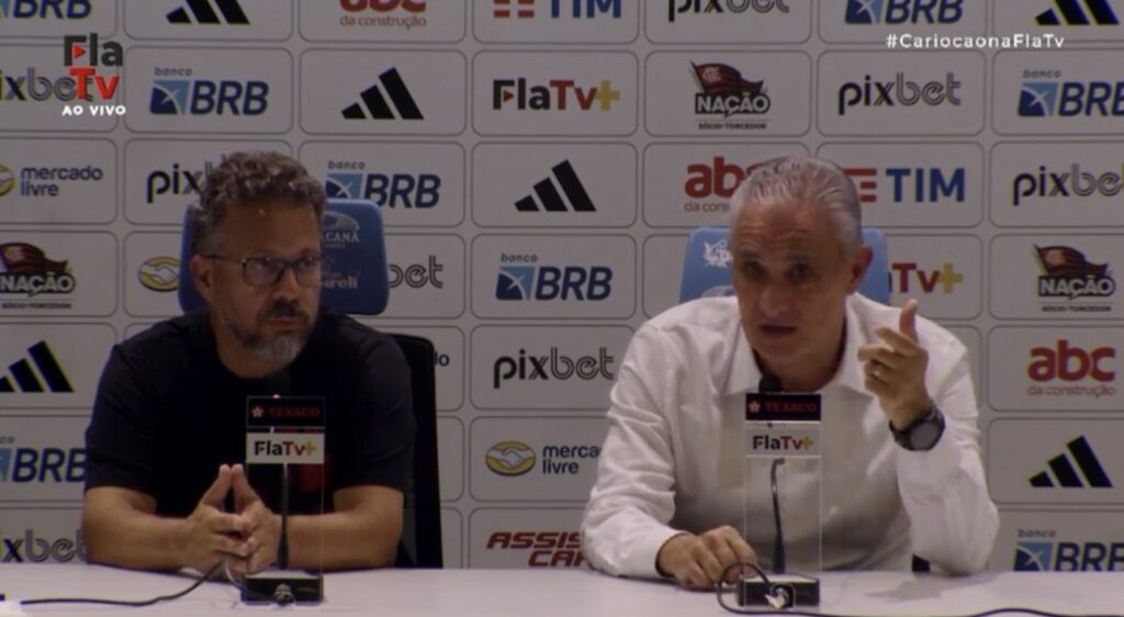 Tite comentou sobre as vaias durante entrevista coletiva no Maracanã. (Foto: Reprodução/Fla TV)